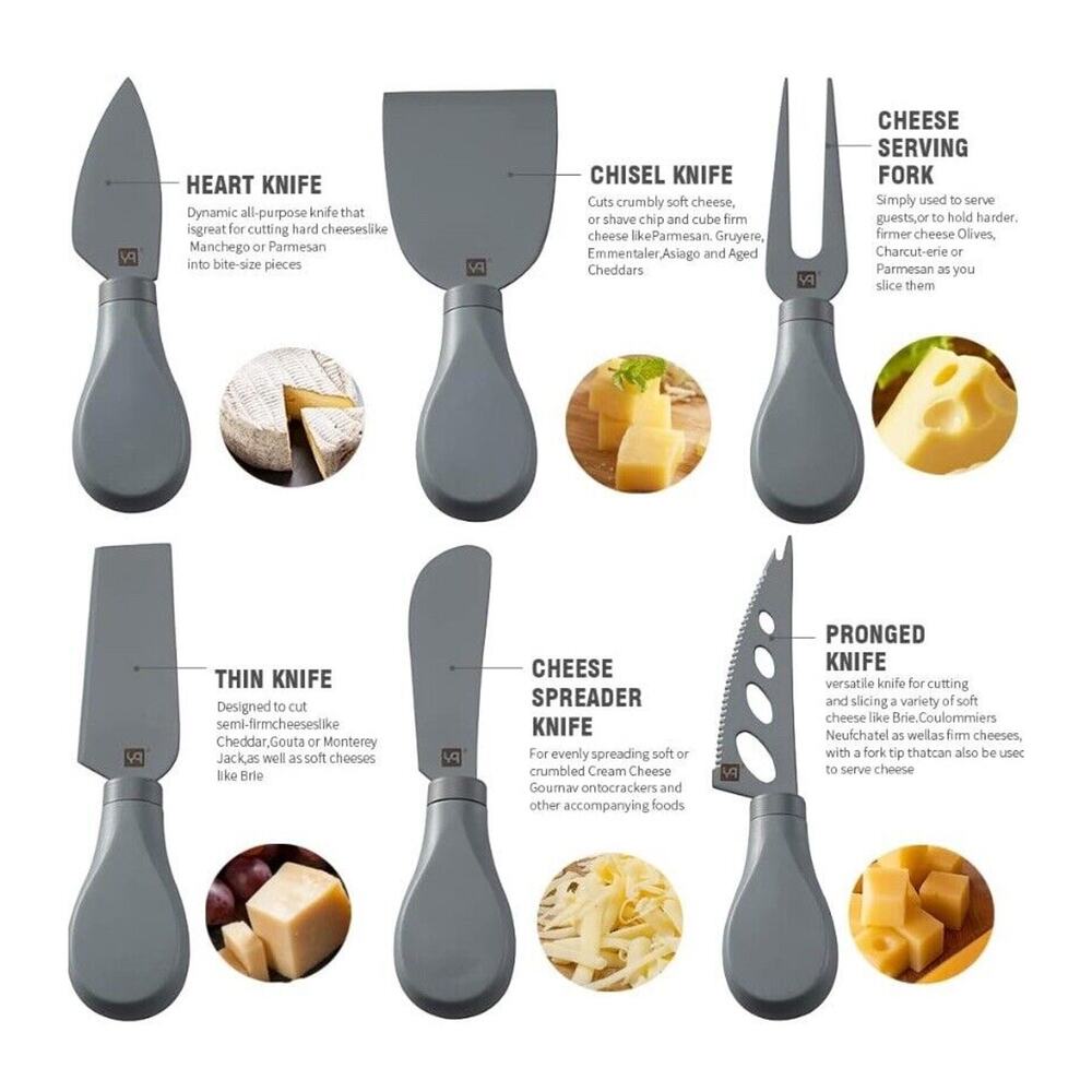 Premium Stainless Steel Cheese Tool Set 6 Pc‎ Charcuterie Knives Slicer Cutter - Picture 2 of 8